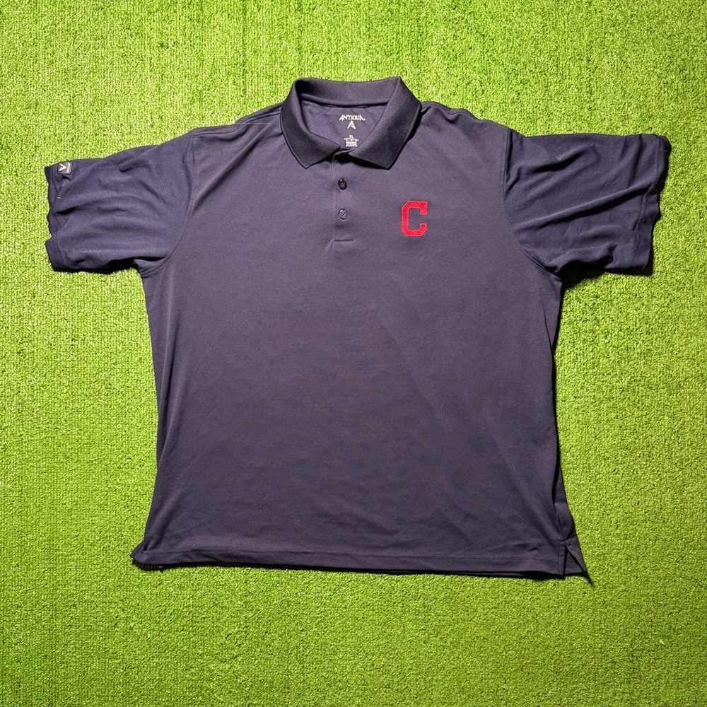 Antigua Cleveland Indians Navy Polo Shirt Size XL